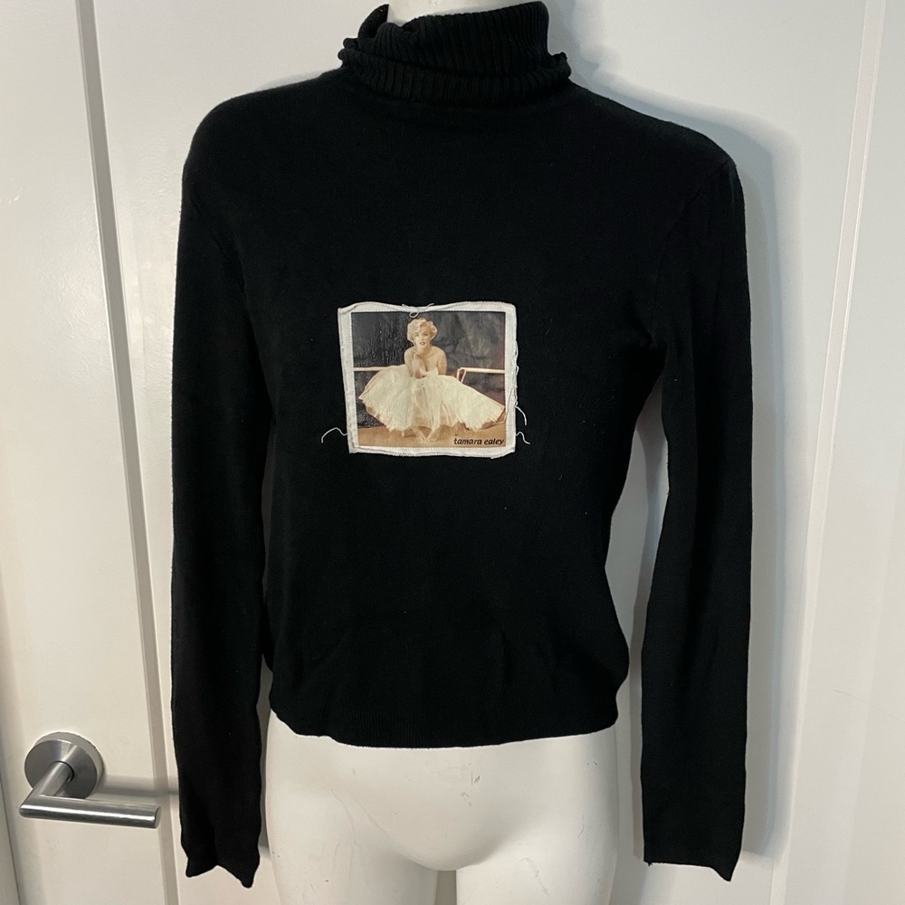 Drop Dead Gorgeous Marilyn Monroe Black Lightweight Turtleneck Vintage M/L
